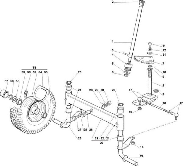 Steering arm OM 72C/12,5H Cat.2010 Garden tractor