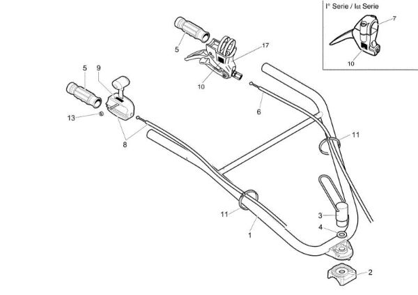 Handle-bar adjustable and control box MH 190 (EN709) Rotary tiller