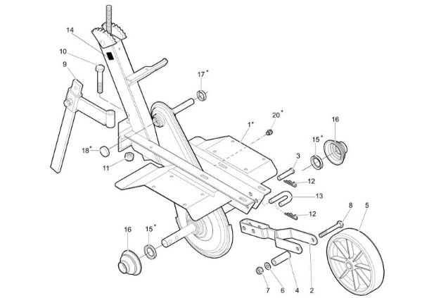 Frame (Handle-bar adjustable) MH 190R - MH 190RX (EN709) Rotary tiller