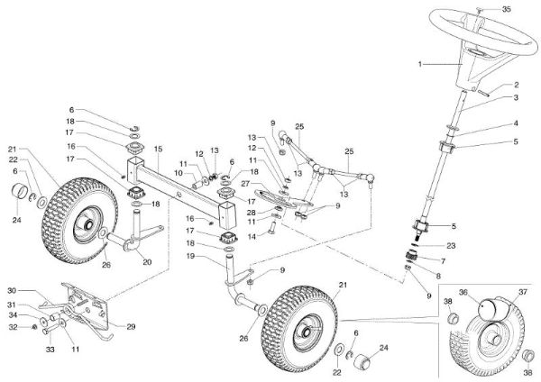Steering arm MISTRAL 72/13 H (4in1) e EURO 5 Garden tractor