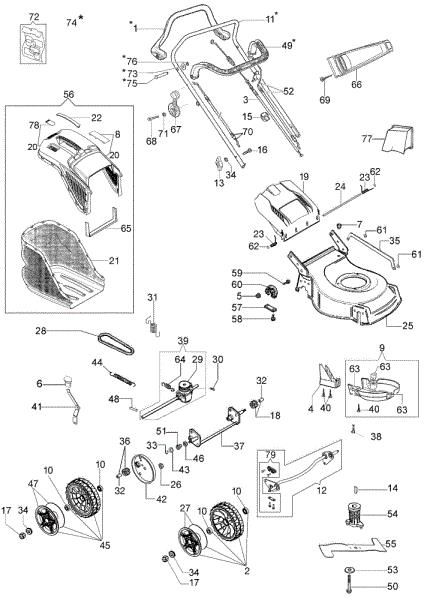 Complete illustrated parts list G 48 TBX COMFORT PLUS Lawnmower