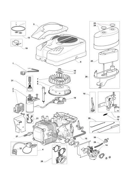 Starter, carburetor and air filter OM 101C/16K M Cat.2012 Garden tractor
