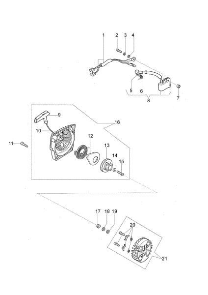Starter assy GS 520 Chainsaw