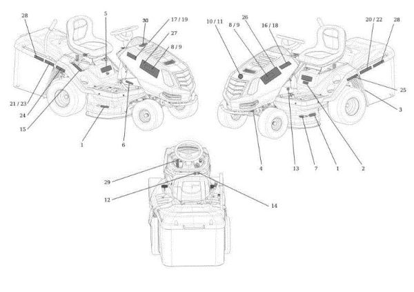 Labels OM 92S/16H Cat.2013 Garden tractor