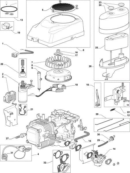 Starter, carburetor and air filter OM 91PLUS/14,5K H Cat.2013 Garden tractor
