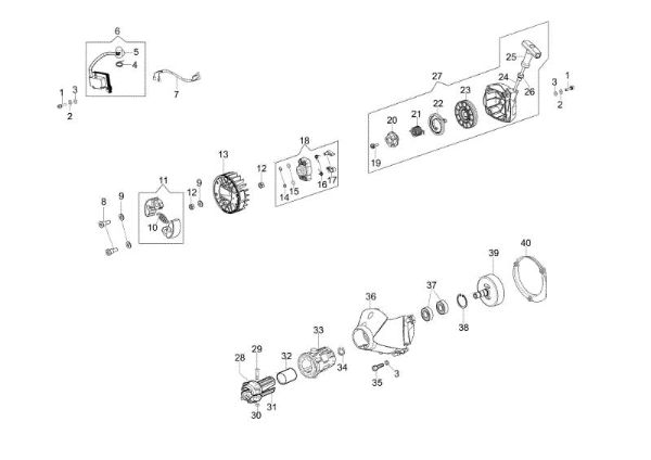 Starter assy and clutch BC 430 TL Brushcutter