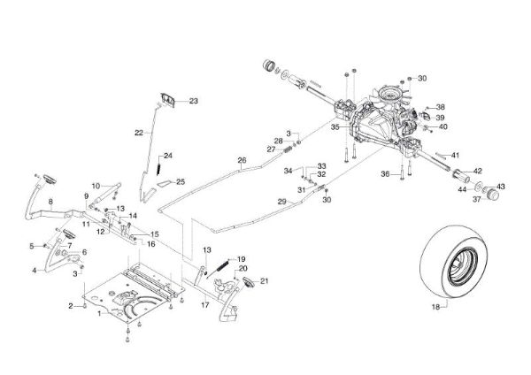 Brake and gearbox controls OM 105/16 K H Garden tractor