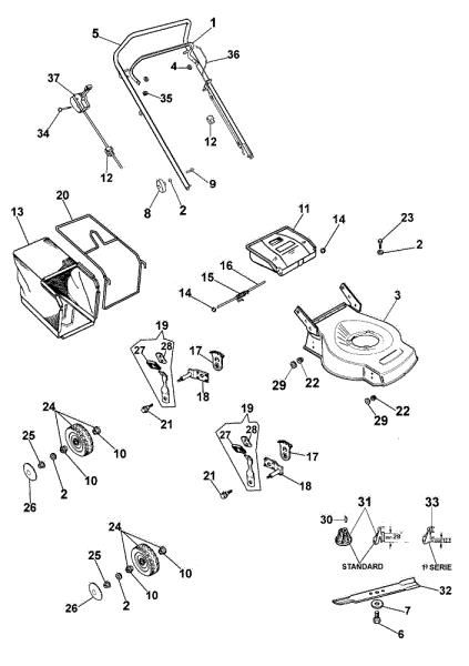 Complete illustrated parts list G 47 HQ Lawnmower