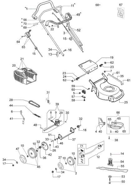 Complete illustrated parts list G 44 TK ESSENTIAL (K500 - AUTOCHOKE) Lawnmower