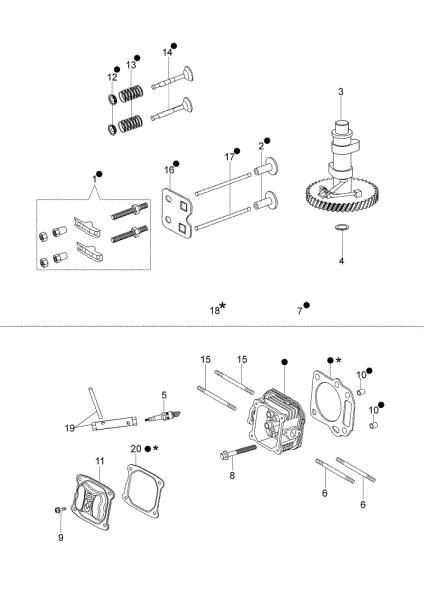 Cylinder head and valve G 44 TK ESSENTIAL (K500 - AUTOCHOKE) Lawnmower