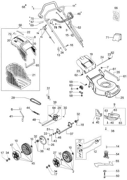 Complete illustrated parts list G 48 TK COMFORT PLUS (K600) Lawnmower