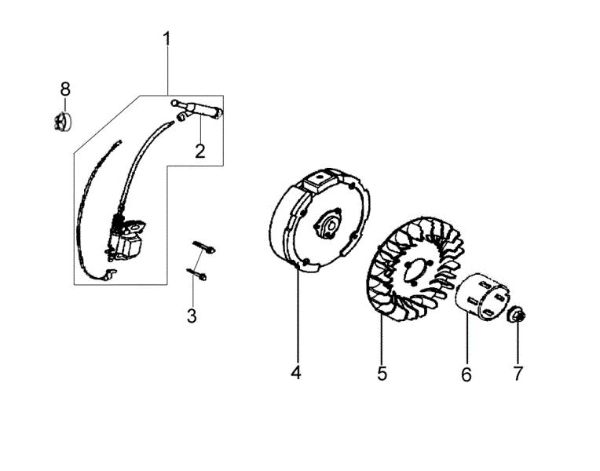 Flywheel and coil MH 197 RK (K800 HC) Rotary tiller