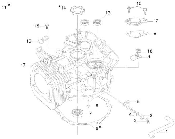 Cylinder and crankcase MISTRAL 72/12,5 K H (3in1) Garden tractor