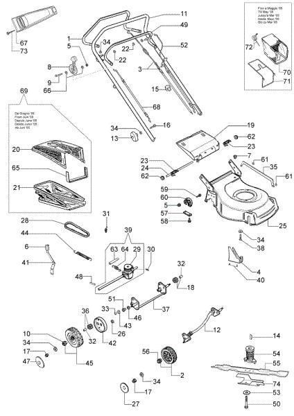 Illustrated parts list (From March 2002) G 53 THX Lawnmower