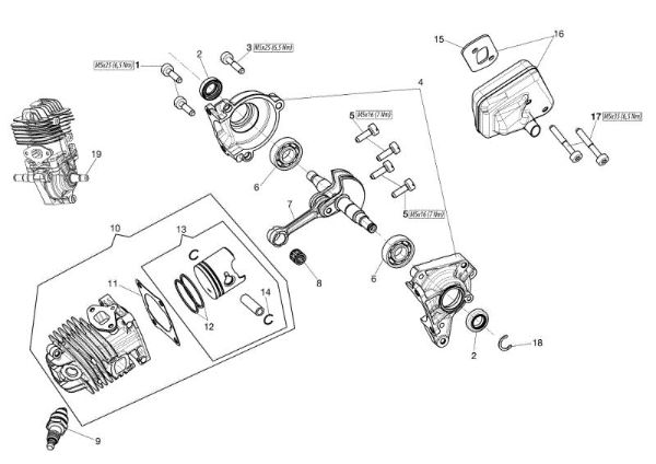 Engine GST 250 Chainsaw
