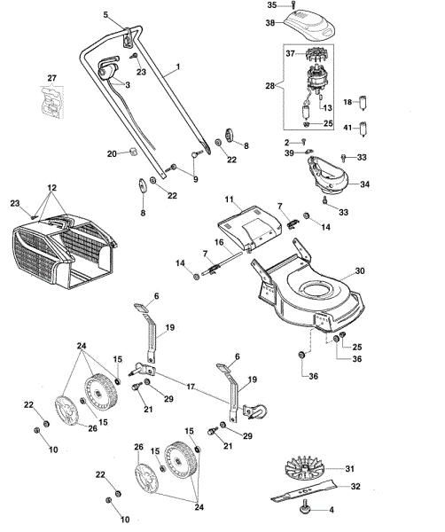 Complete illustrated parts list G 48 PE COMFORT PLUS Electric lawnmower