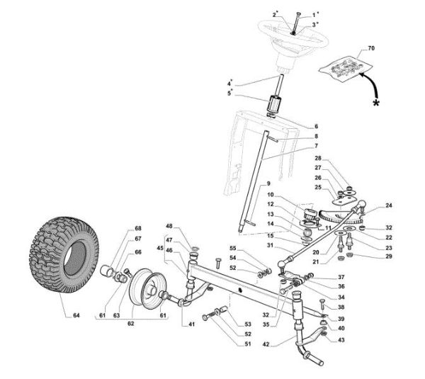 Steering arm OM 108L/18,5 H Cat. 2017 Garden tractor