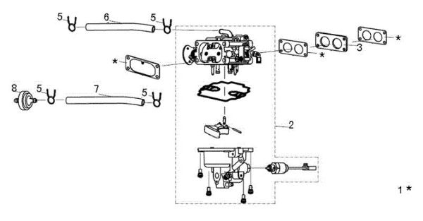 Carburetor OM 106/24 KH (K2400AVD V-Twin) Cat. 2017 Garden tractor