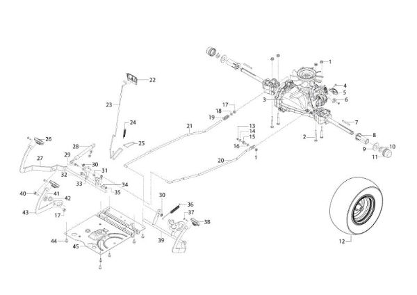 Brake and gearbox controls OM 105/24 K H Garden tractor