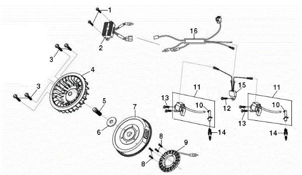 Flywheel and coil OM 105/24 K H Garden tractor