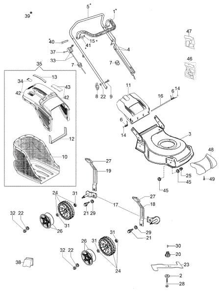 Complete illustrated parts list G 48 PK COMFORT PLUS (K600) (2018) Lawnmower