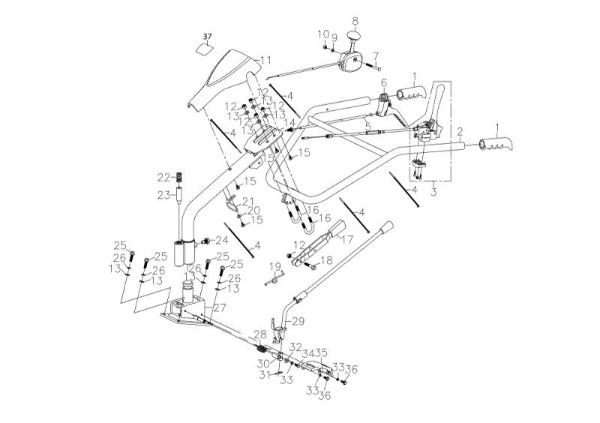 Handlebar MH 198 RK (K800 HC) Rotary tiller