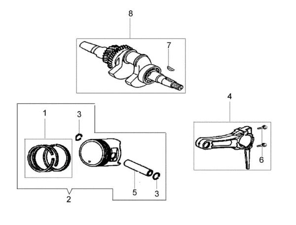 Crankshaft and piston MH 198 RK (K800 HC) 35cm Rotary tiller