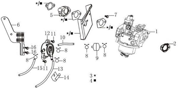 Carburetor OM 92/16KH (K1600AVD) Cat. 2018 Garden tractor