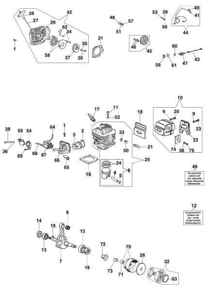 Starter assy and engine 980 TTA Power cutter