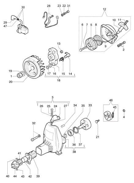 Starter assy and clutch 750 T Brushcutter