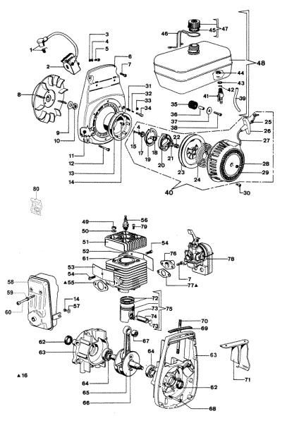 Starter assy and engine SC 55 B Water pump
