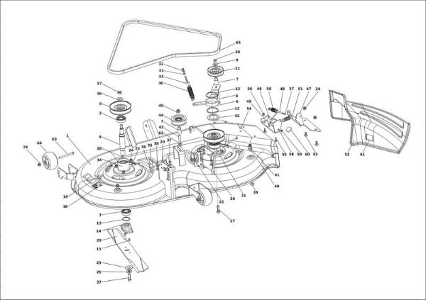 Mowing deck (1/2) OM 107 L/24 KH (K2400AVD V-Twin - EURO5) Cat. 2023 Garden tractor