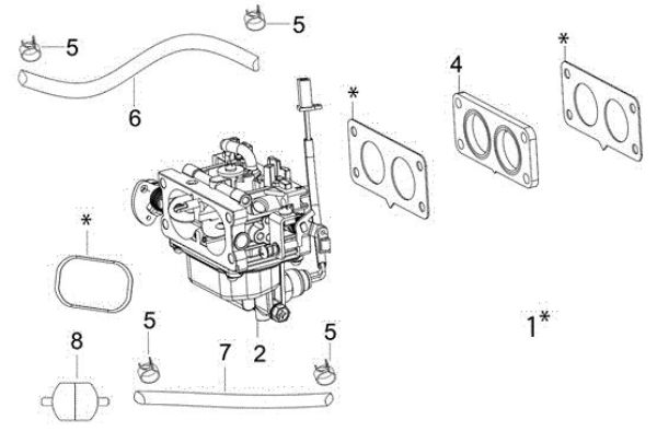 Carburetor OM 107 L/24 KH (K2400AVD V-Twin - EURO5) Cat. 2023 Garden tractor