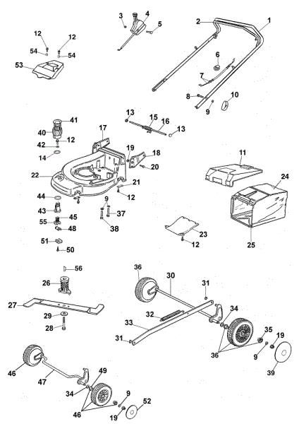 Complete illustrated parts list MAX 48 PBX Lawnmower