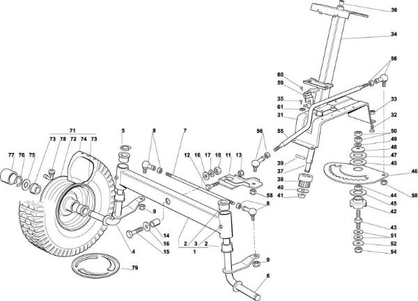 Steering arm OM 92C/13,5M Cat.2001 Garden tractor
