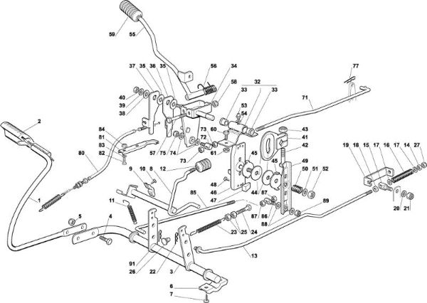 Drive and brake controls OM 72C/12,5H Cat.2001 Garden tractor