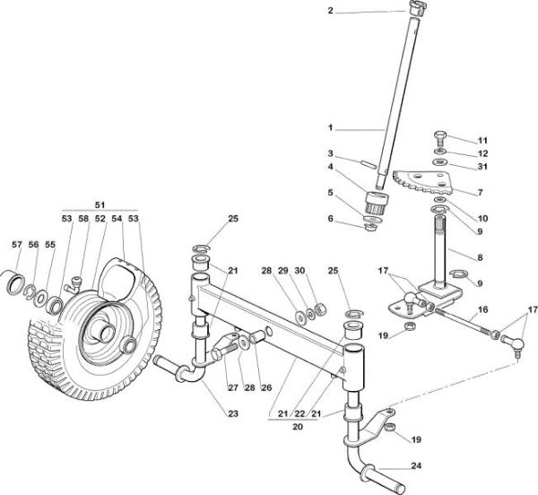 Steering arm OM 72C/12,5M Cat.2005 Garden tractor