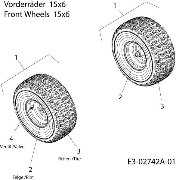 Front wheels POLO 108/15,5 H Cat.2006 Garden tractor