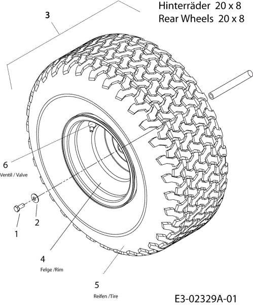 Rear wheels POLO 108/15,5 H Cat.2006 Garden tractor