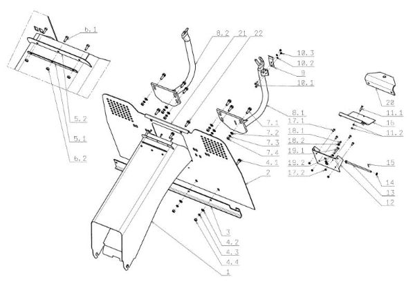 Chute and collector assy OM 104J/20H Cat.2006-2007 Garden tractor