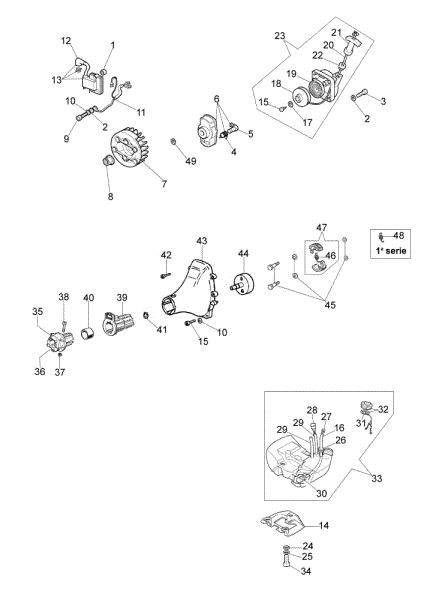 Starter assy and fuel tank 725 D Brushcutter