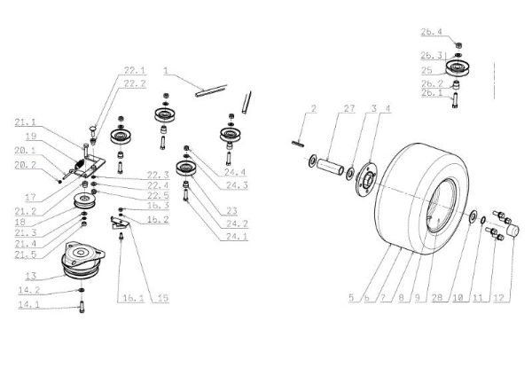 Rear axle OM 124J/22H Cat.2006-2007 Garden tractor