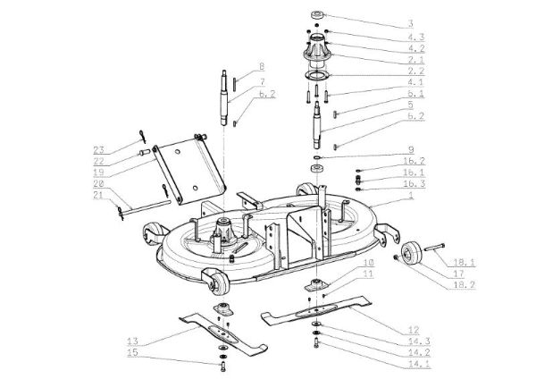 Mowing deck (1/2) OM 104J/15,5H Cat.2006-2007 Garden tractor