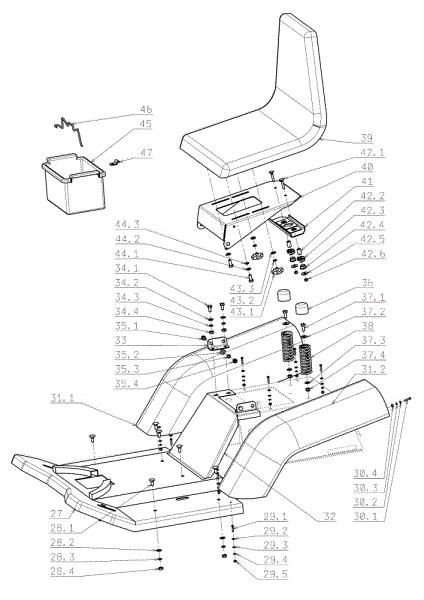 Hood (1/2) OM 104JH/16H Cat.2006-2007 Garden tractor