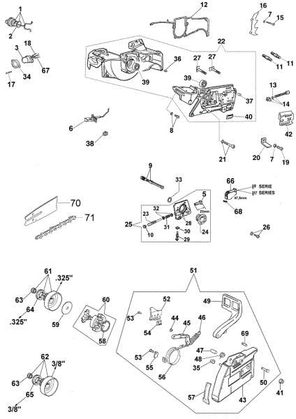Crankcase and chain brake 962 Chainsaw