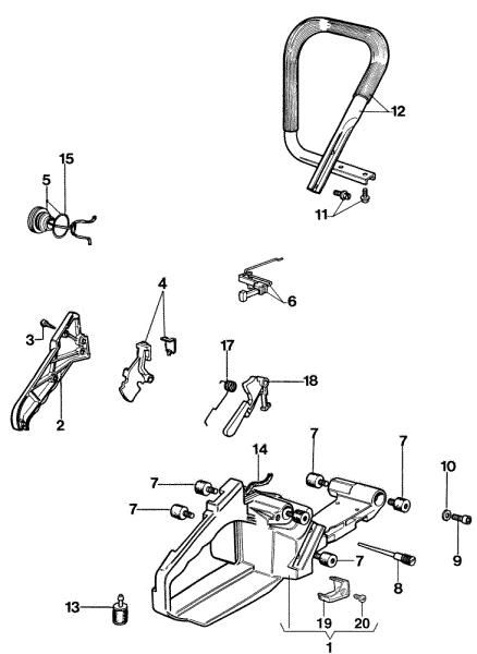 Handle and fuel tank 980 Chainsaw