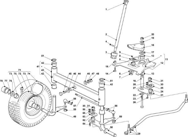 Steering arm OM 93C/13,5H Cat.2008 Garden tractor