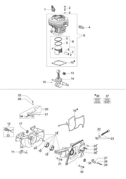 Engine and crankcase GS 820 Chainsaw