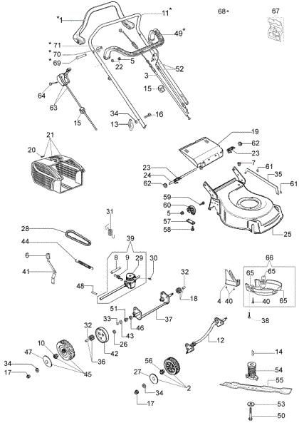 Illustrated parts list G 44 TK (K500) Lawnmower