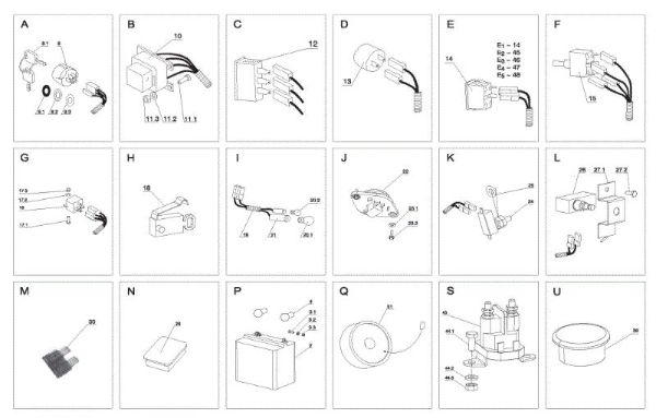 Electrical parts (2/2) OM 105J/17,5H Cat.2009 Garden tractor